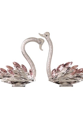 轻奢水晶天鹅摆件家居客厅电视柜酒柜装饰品高档结婚礼物送新人