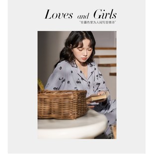 思莉太太全棉睡衣女春秋款长袖泡泡纱布双层棉纱线纯棉文艺家居服