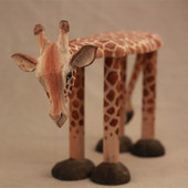 实木手工雕刻中号宝宝长颈鹿动物板凳儿童矮凳学生家居凳生日礼物