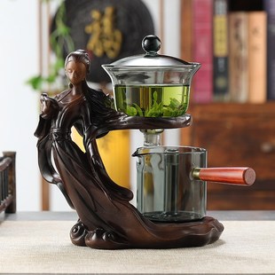 懒人磁吸自动茶具高硼硅玻璃耐热防烫家用会客嫦娥奔月精美茶具