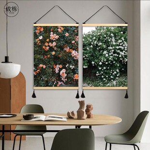 花的姿态客厅背景墙装饰画卧室床头挂画布艺壁画免打孔挂布背景布