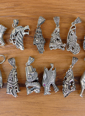 狼牙吊坠925纯银牙尖套男狼牙套