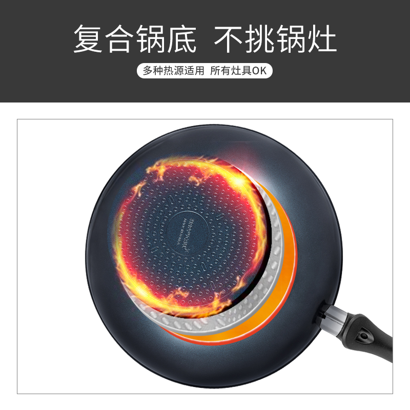 happycall韩国麦饭石不粘锅家用陶瓷炒锅炒菜炉具煎炒两用平底锅