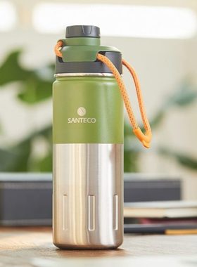 法国SANTECO保温杯运动水壶不锈钢大容量健身骑行户外露营水杯男