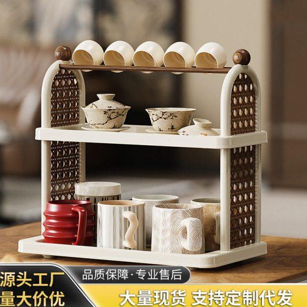 中古风杯子置物架家用桌面水杯收纳架厨房双层沥水茶杯收纳整理架,收纳整理,阳台置物架,淘宝优惠券,粉丝福利购,淘宝优惠卷