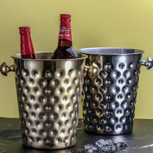 不锈钢冰粒桶欧式红酒冰桶 创意啤酒桶 商用酒吧KTV配套香槟桶 5L