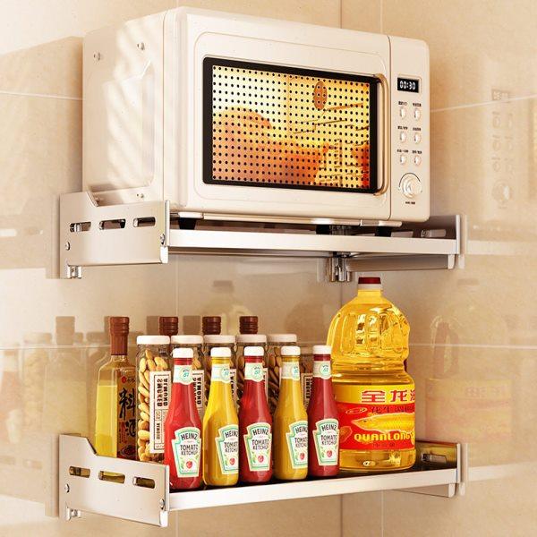 不锈钢厨房微波炉置物架墙上烤箱架子支架免打孔壁挂式收纳架挂架,厨房/烹饪用具,微波炉置物架,淘宝优惠券,粉丝福利购,淘宝优惠卷