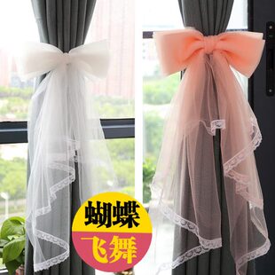 饰品创意束带窗帘绑 厂促简约纱帘蝴蝶结窗帘扣绑带系带捆绑一对装