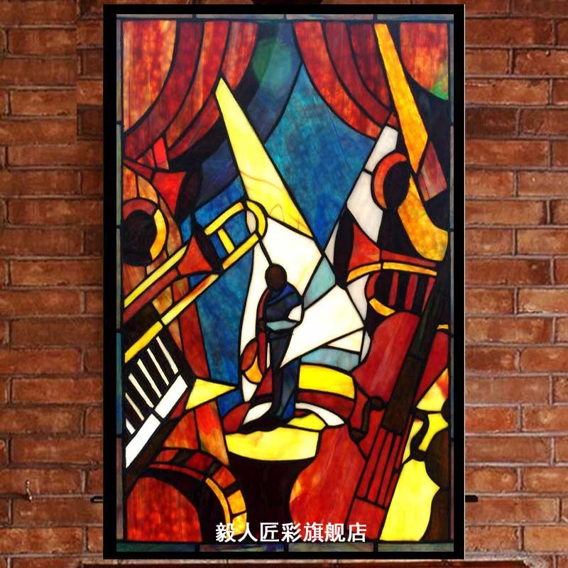 教堂彩色玻璃艺术蒂凡尼屏风镶嵌壁挂装饰酒吧门窗隔断背景墙精品