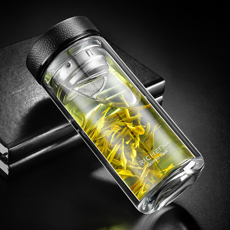 高档双层玻璃水杯男士家用透明500ml大容量防摔加厚隔热泡茶杯子,餐饮具,玻璃杯,淘宝优惠券,粉丝福利购,淘宝优惠卷