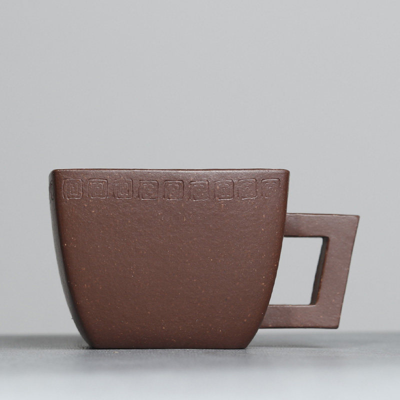 宜兴紫砂品茗杯原矿底槽清泥手工四方杯带把主人杯功夫茶杯60cc,餐饮具,茶杯,淘宝优惠券,粉丝福利购,淘宝优惠卷