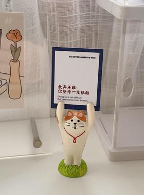 举手草帽旅游猫 ins可爱学生桌面励志装饰树脂小摆件猫咪家居留言