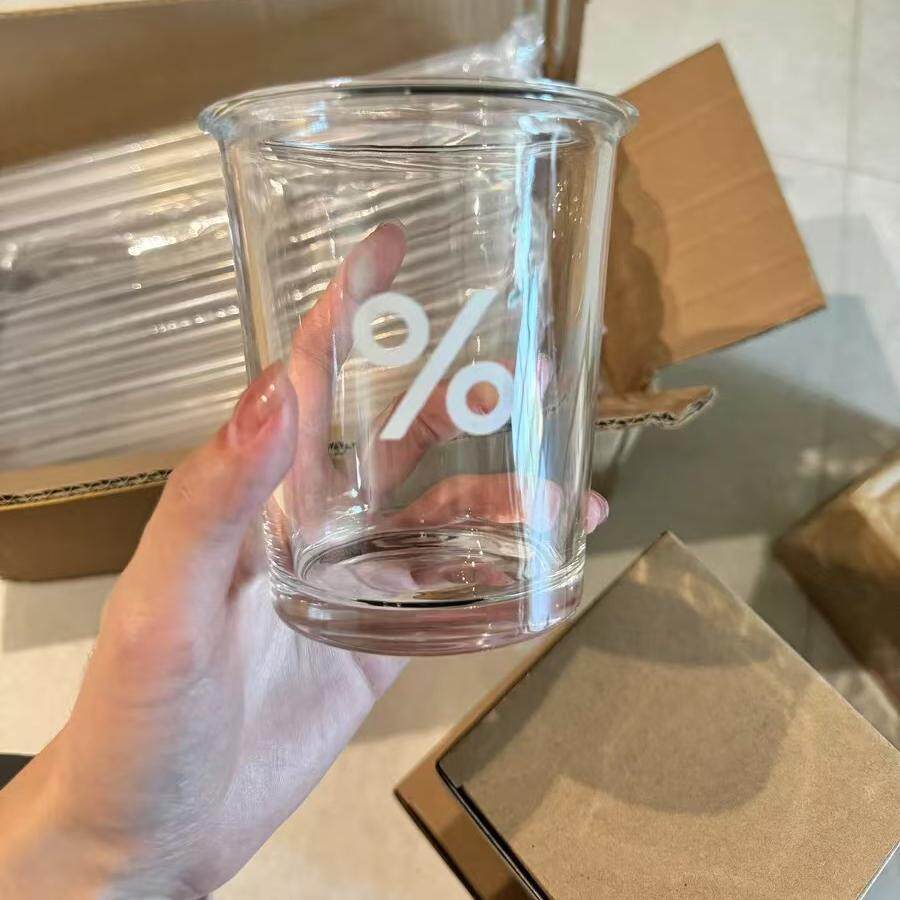 阿拉比卡百分号蓝色咖啡玻璃杯便携男女士水杯浓缩杯图片