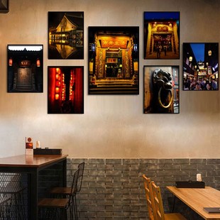 四川老成都火锅店装饰画茶馆饭店挂画宽窄巷子街景餐厅包间墙壁画