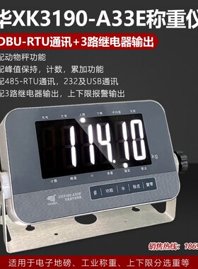 耀华A33E称重仪表485通讯USB通讯3路继电器畜牧称上下限报警3色灯