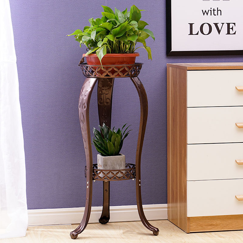 欧式铁艺花架多层绿萝吊兰客厅阳台室内仿实木造型花盆架落地大盆