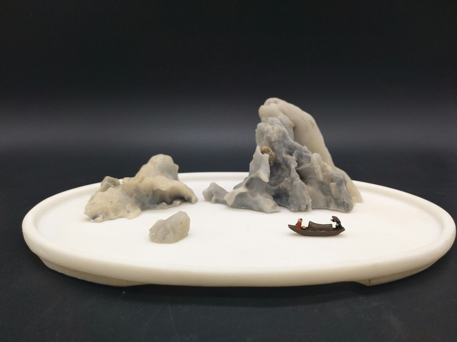 乌篷船仿古小船奇石假山盆景鱼缸沙盘枯山水微景观造景树脂小摆件