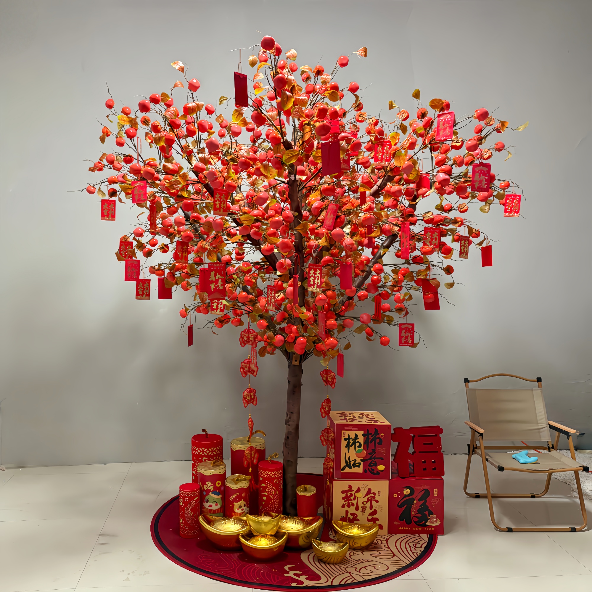 仿真柿子树新年红包许愿树