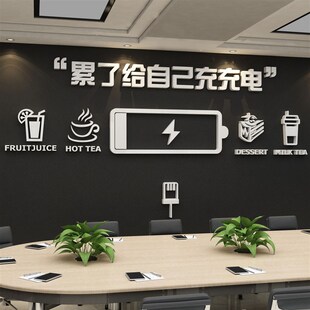 办公室饰激励志休息区茶水间企业文化公司背景创意布置