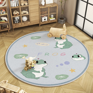 儿童房圆形地毯擦洗读书角布置阅读区卡通爬爬垫客厅书房地垫子