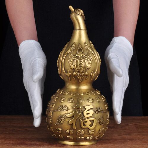 黄铜百福葫芦招财客厅玄关博古架饰品办公室摆放工艺品