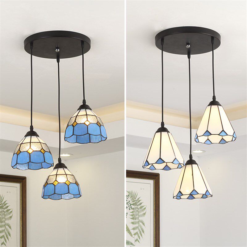 地中海风格灯灯罩吊灯三头饭厅灯阳台飘窗过道卧室蓝色灯具,家装灯饰光源,餐厅吊灯,淘宝优惠券,粉丝福利购,淘宝优惠卷
