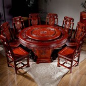 红木家具客厅全全实木餐桌椅仿古雕餐桌饭桌豪华