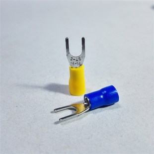 热销冷压接线端子形U绝缘端叉口线耳接线柱带胶个.厚