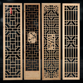 东阳木雕仿古门窗背景墙实木镂空雕格栅吊顶榆木格新