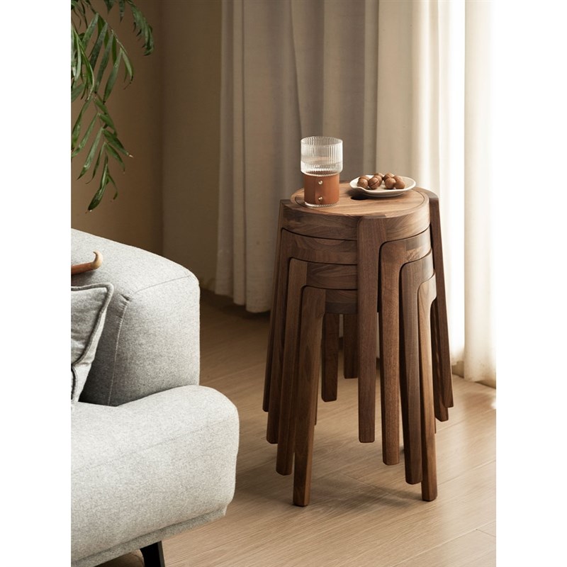 风车家用现代小户型餐厅备用凳可堆叠放实木