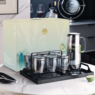 家用喝水杯子家D庭茶杯茶具送礼专用水具送礼 玻璃杯水壶礼盒套装