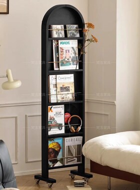 落地可移动穿衣镜子中古杂志架全身镜一体旋转书架法式复古多功能