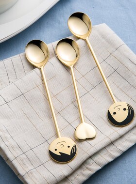 进口高桑金属Elfin不锈钢镀金咖啡勺3件套夫妻和睦原产进口美
