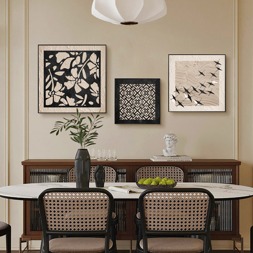 中古风客厅沙发背景墙装饰画饭厅法式卧室房间挂画抽象复古墙壁画