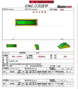 Mastercam三视图程序单,CNC报表程序单