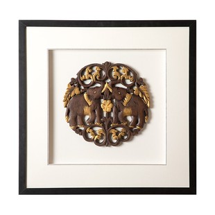 异丽木雕装饰画泰式酒店会所软装客厅壁画玄关走廊过道挂画