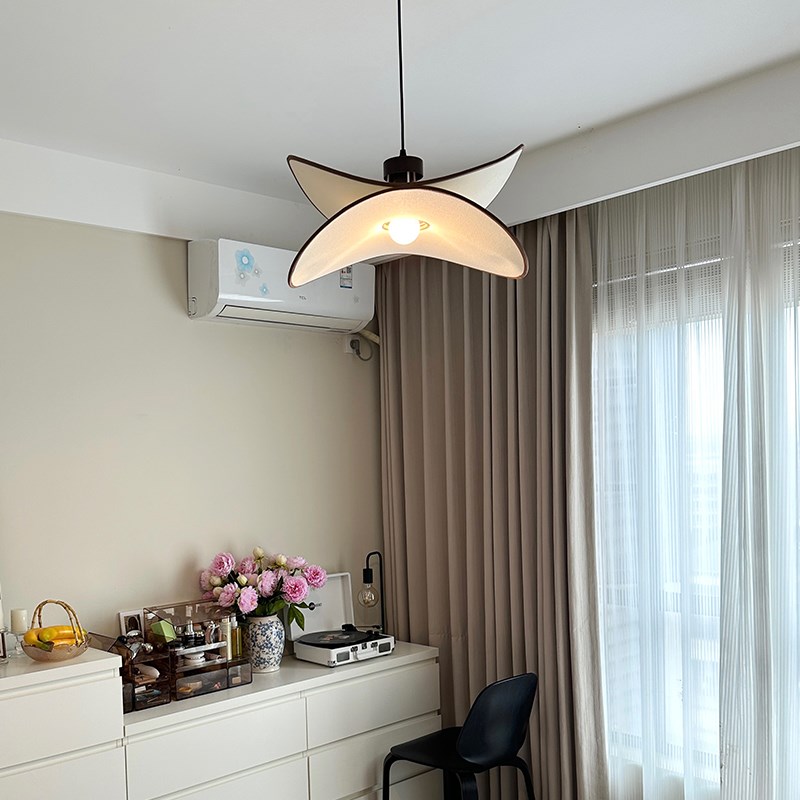 中古奶油餐厅灯布艺薯片吊灯侘寂风民宿客厅法式复古书房卧室灯