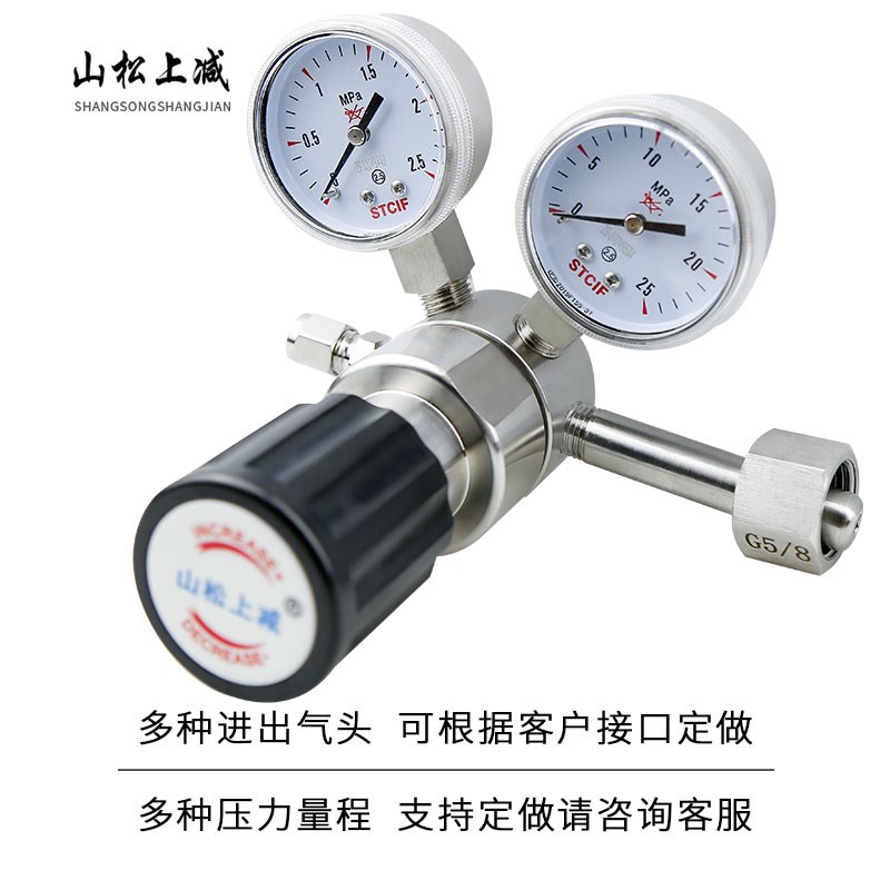 不锈钢减压1L气体减压器氮气氩气氯化氢二氧化硫减二氧化碳表