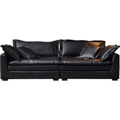 科技布羽绒沙发现代大小户型客厅直排豆腐块乳胶意式 超深坐宽