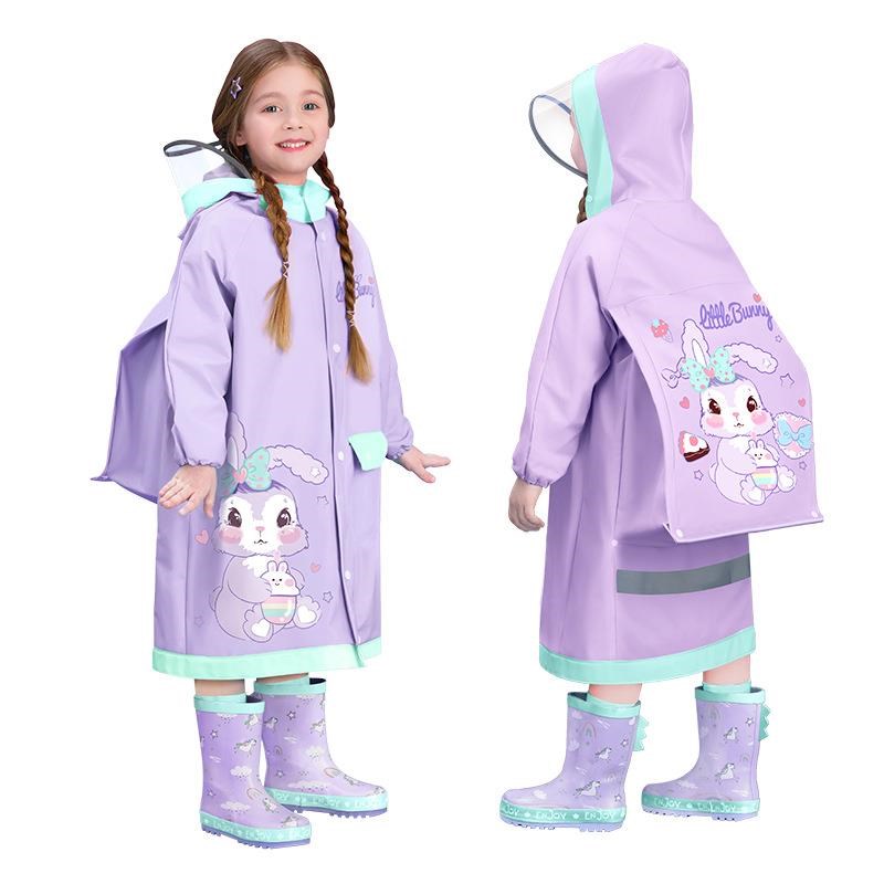 儿童雨衣女童女孩小学生上学专用2022新款带书包全身防水大童雨披