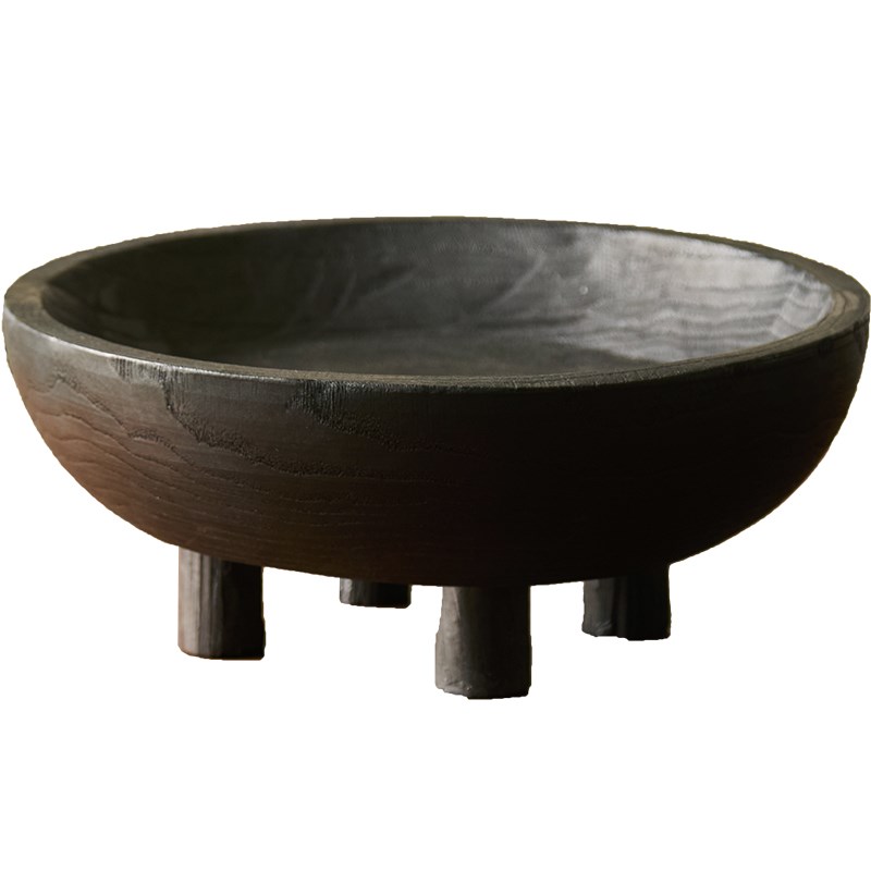 如是侘寂风复古碳化木实木果盘茶盘客厅茶几餐桌民宿软装装饰摆件