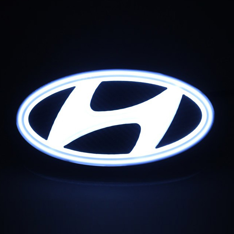 适用现代动态车标改装菲斯塔索纳塔9朗动瑞纳名图发光车标灯防水