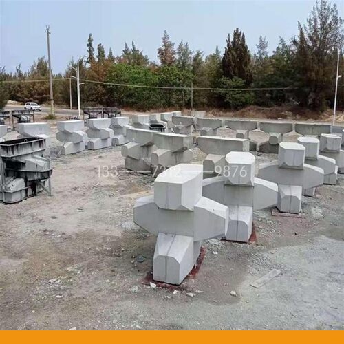 海岸码头扭王字块防撞块模具工字四角锥空心缓冲石防浪块钢模板