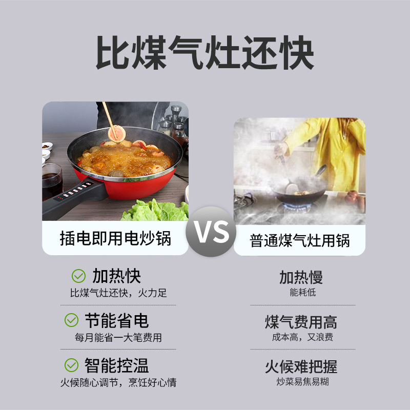 多功能电炒菜炒锅一体式粘锅蒸煮煎炒家用一体炒菜电锅电煮锅