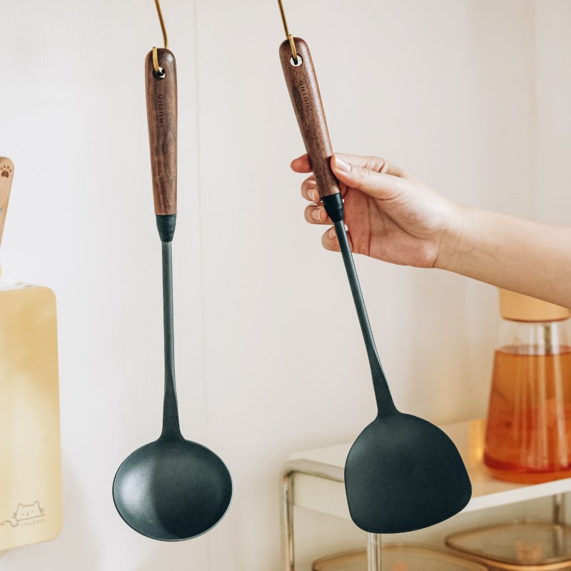 树可胡桃木柄精铁铲勺装锅铲汤勺厨具家用炒菜铲子食品级耐高温