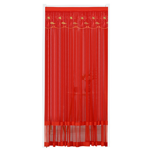 门帘结婚2023新款红色喜庆婚房门帘卧室防蚊门帘免打孔家用隔断帘