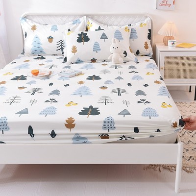 纯棉床笠单件全棉床罩180x200cm固定防滑单人防尘套薄床垫保护罩