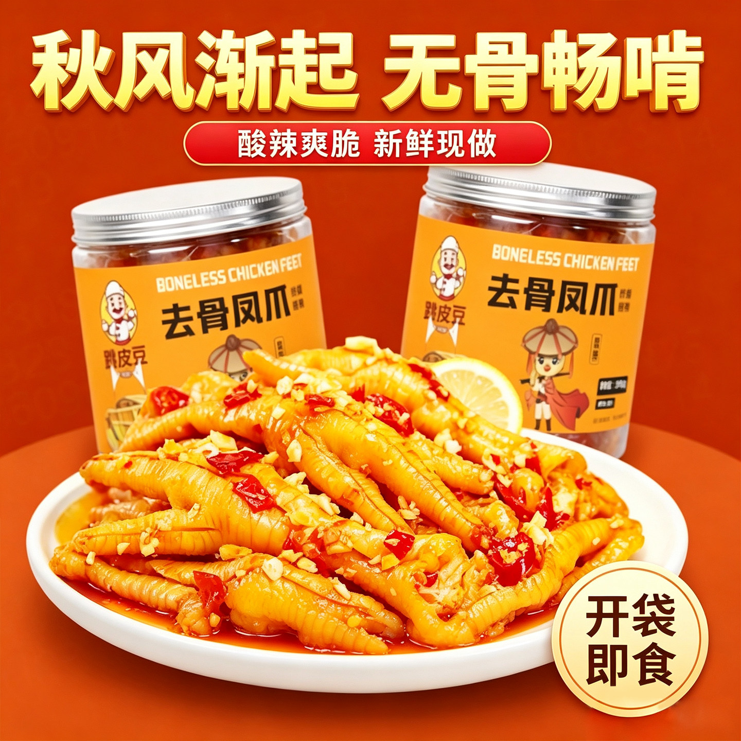 柠檬酸辣无骨鸡爪开罐即食