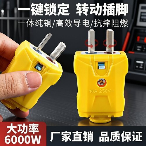 纯铜可旋转大功率二脚两用插头