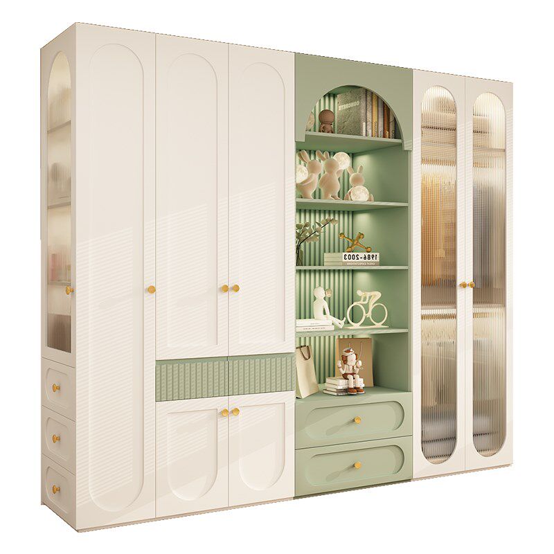 衣柜家用卧室美式实木儿童大衣橱加高可定制法式复古奶油风储物柜